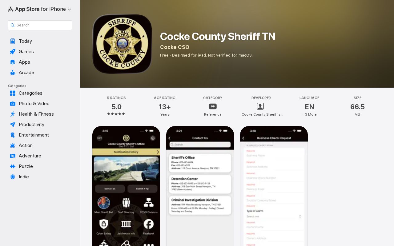 Cocke County Sheriff TN app for jail-roster and booking-record updates