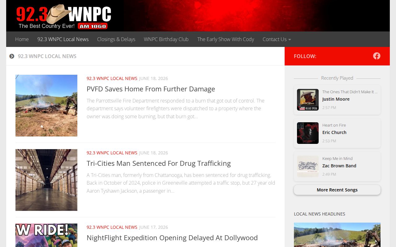 Cocke County crime-news records source at WNPC